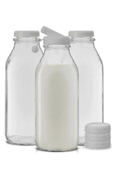 Joyjolt Set Of 3 Reusable Glass Beverage Bottles In Clear