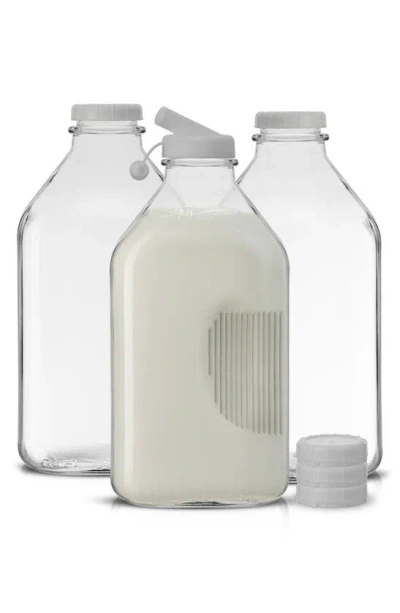 Shop Joyjolt Set Of 3 Reusable Glass Beverage Bottles In Clear