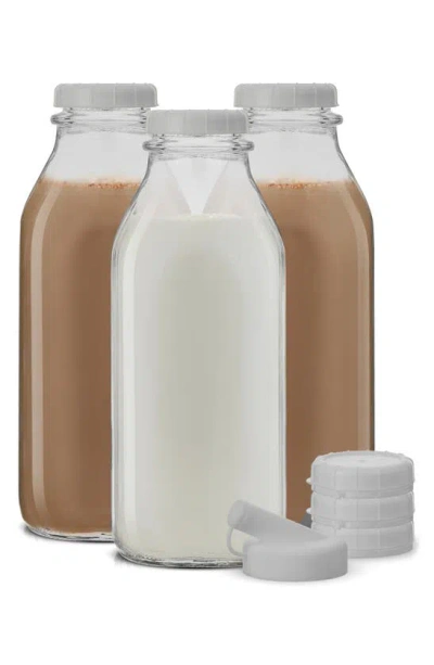 Joyjolt Set Of 3 Reusable Glass Beverage Bottles In Clear