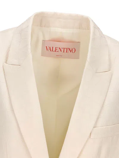 Shop Valentino Toile Iconographe Straight Hem Blazer In White