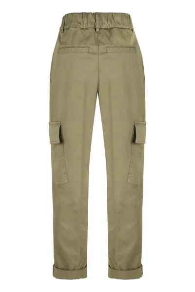 Shop Peserico Cotton Trousers In Green