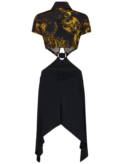 Shop Versace Jeans Couture Watercolour Couture Mini Dress In Black
