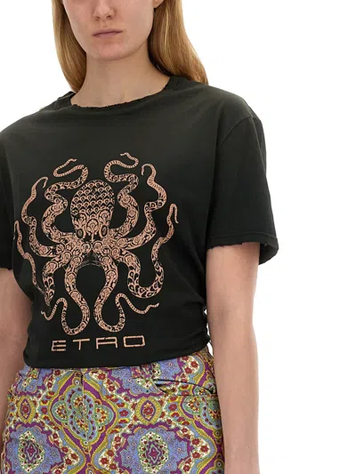 Shop Etro Logo Print T-shirt In Black