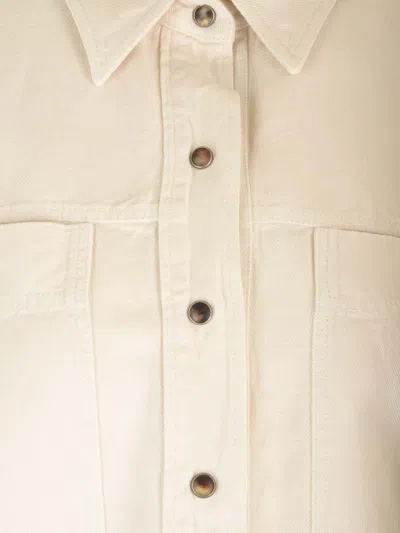 Shop Brunello Cucinelli Cropped Shirt In Cotton And Linen In White