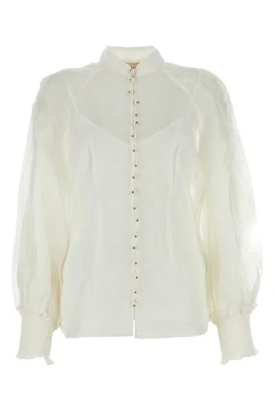 Shop Zimmermann Natura Semi-sheer Shirt In White