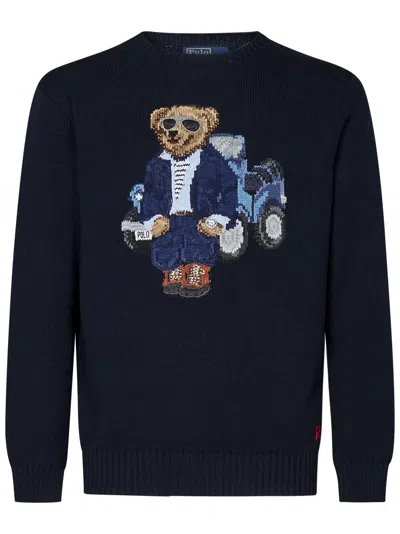 Shop Polo Ralph Lauren Polo Bear Sweater In Blue