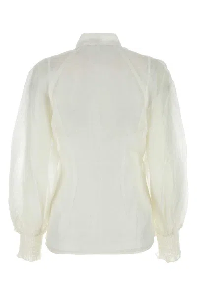 Shop Zimmermann Natura Semi-sheer Shirt In White