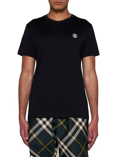Shop Burberry Logo Embroidered Crewneck T-shirt In Black