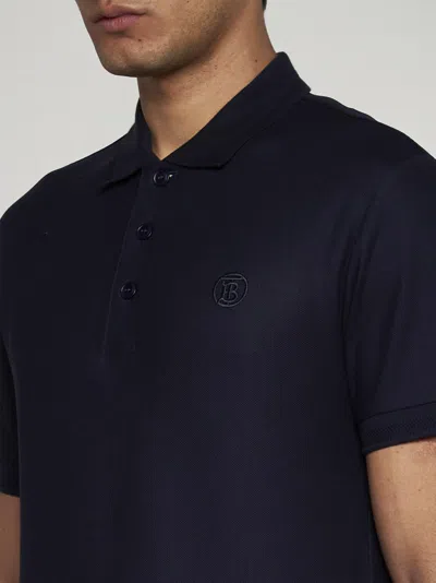 Shop Burberry Eddie Cotton Polo Shirt In Blue