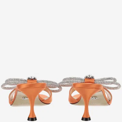 Shop Mach &amp; Mach Silk Satin Mules With Bow In Orange