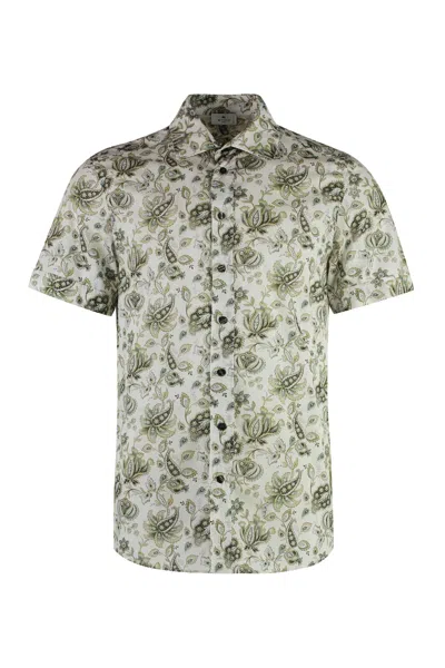 Shop Etro Printed Cotton Shirt In Green