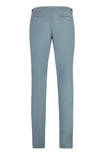 Shop Tom Ford Wool And Silk Pants In Light Blue