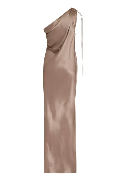 Shop Max Mara Opera One Shoulder Dress In Bronze