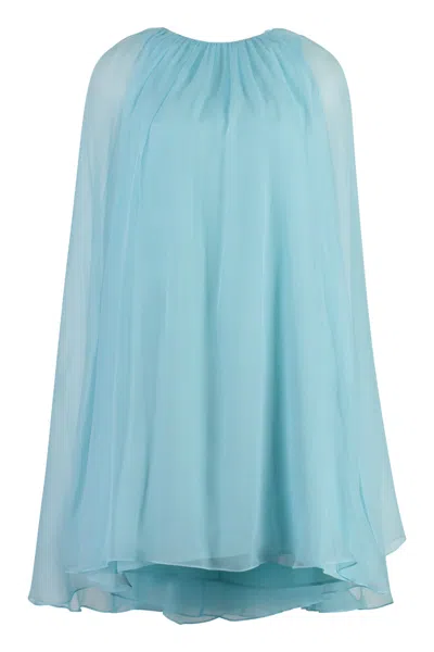 Shop Max Mara Footing Flared Dress In Light Blue