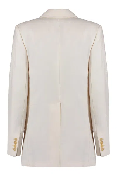 Max Mara Women's Sand Mosa Single-breasted Linen-cotton Blend Blazer In Panna