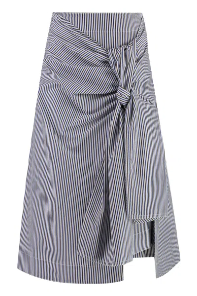 Shop Bottega Veneta Cotton And Linen Skirt In Multicolor