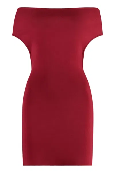 Shop Jacquemus Cubista Knitted Dress In Red