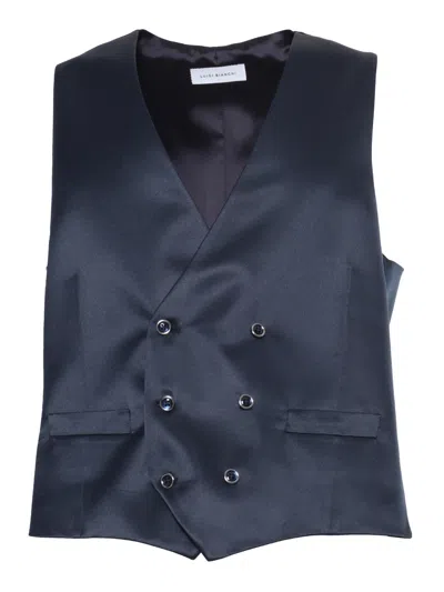 Luigi Bianchi Mantova Blue Double-breasted Vest In Blue