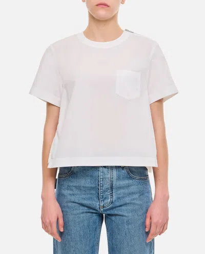Sacai Nylon Twill & Cotton Jersey T-shirt In White