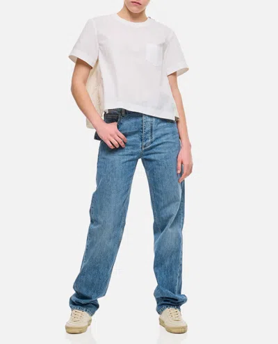 Sacai Nylon Twill & Cotton Jersey T-shirt In White