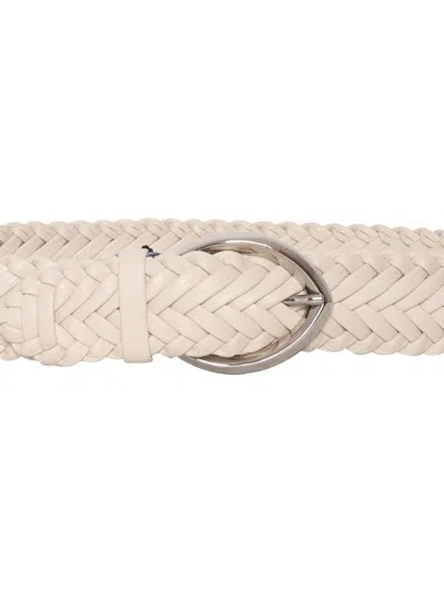 Shop Orciani Woven Leather Belt In White