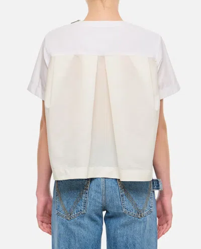 Sacai Nylon Twill & Cotton Jersey T-shirt In White