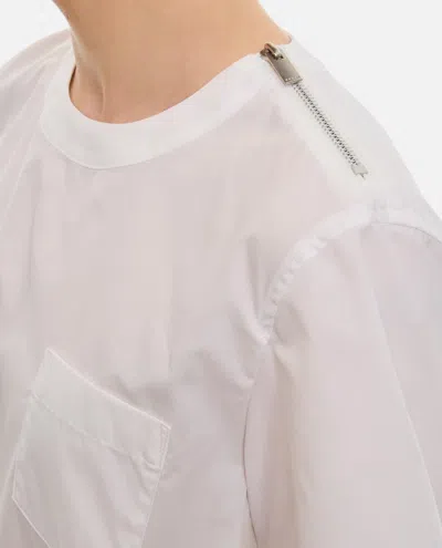 Sacai Nylon Twill & Cotton Jersey T-shirt In White