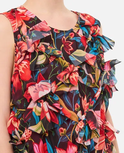 Shop Comme Des Garçons Chiffon Floral Pattern Dress In Multicolour
