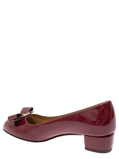 Shop Ferragamo Burgundy Ballerinas With Squared Heel In Leather Woman In Red