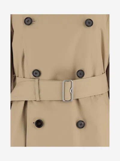Shop Burberry Double Breasted Belted Trench Coat In Beige