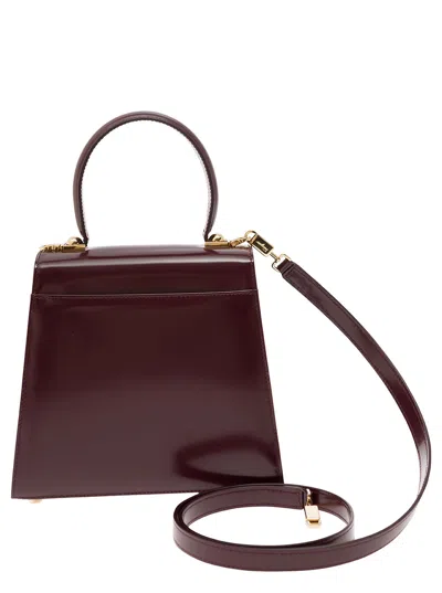 Shop Ferragamo Bordeaux Handbag With Gancini Detail In Patent Leather Woman