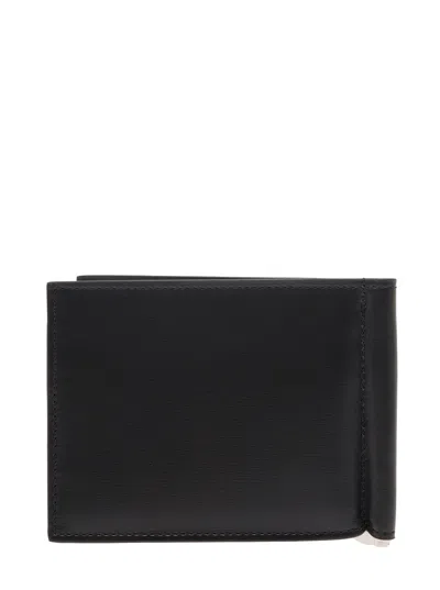 Shop Ferragamo Black Bifold Wallet With Logo Lettering In Leather Woman