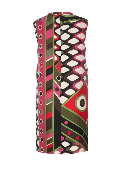 Shop Pucci Vivara Print Silk Twill Dress In Multicolour