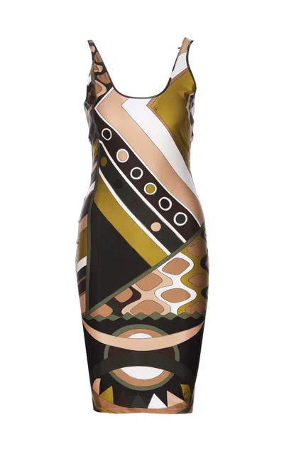 Shop Pucci Vivara Print Midi Dress In Multicolour