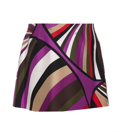 Shop Pucci Marmo Print Silk Skirt In Multicolour