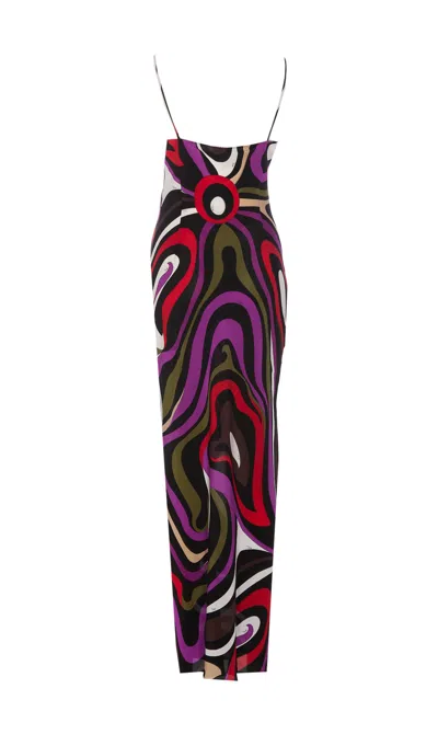 Shop Pucci Marmo Print Silk Long Dress In Multicolour