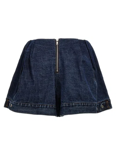 Shop Sacai Denim Shorts In Blue