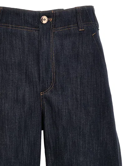 Shop Brunello Cucinelli Curved Jeans In Blue