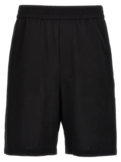 Shop Ami Alexandre Mattiussi Logo Plaque Bermuda Shorts In Black