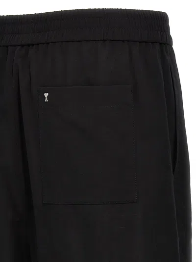 Shop Ami Alexandre Mattiussi Bermuda Shorts Logo Plaque In Black