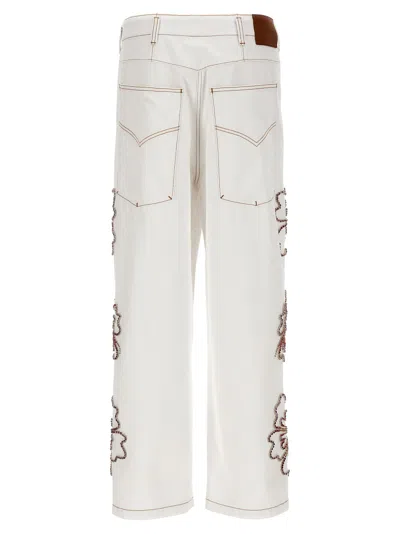 Shop Bluemarble Embroidered Hibiscus Jeans In White