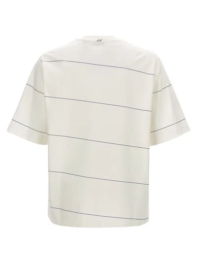 Shop Burberry Logo Embroidery Striped T-shirt In White