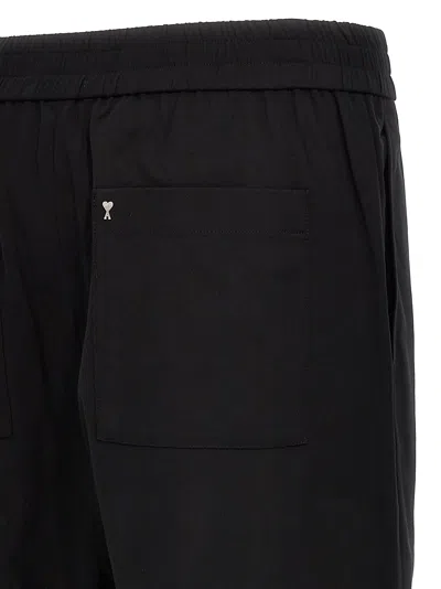 Shop Ami Alexandre Mattiussi Logo Plaque Trousers In Black