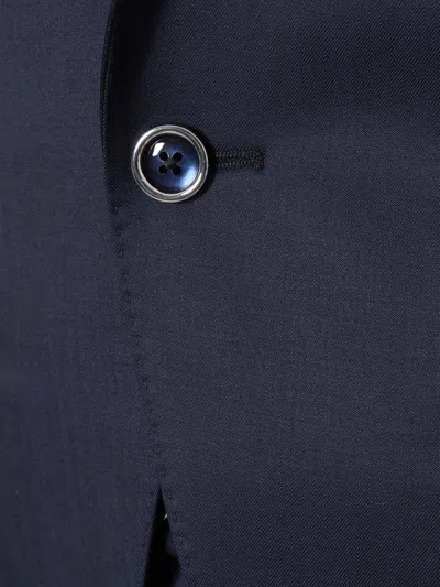 Luigi Bianchi Mantova Blue Satin Suit In Blue