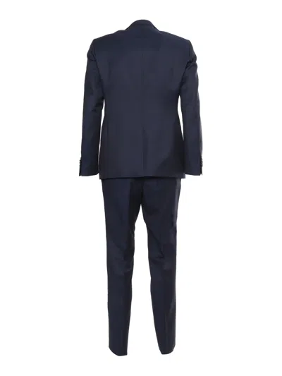 Luigi Bianchi Mantova Blue Satin Suit In Blue