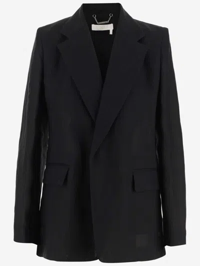 Shop Chloé Single-breasted Jacket In Ramie In Black