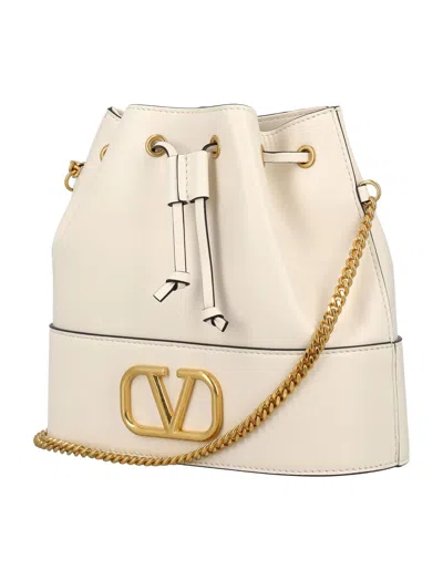 Shop Valentino Mini Bucket Bag In Light Ivory
