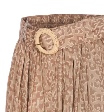 Shop Twinset Animalier Print Skirt In Brown