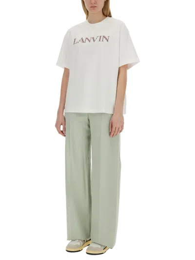 Shop Lanvin T-shirt With Logo In Bianco