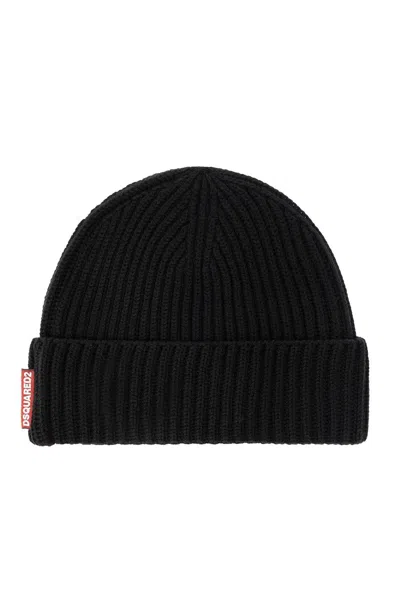 Shop Dsquared2 Logo Patch Beanie & Gloves In Nero